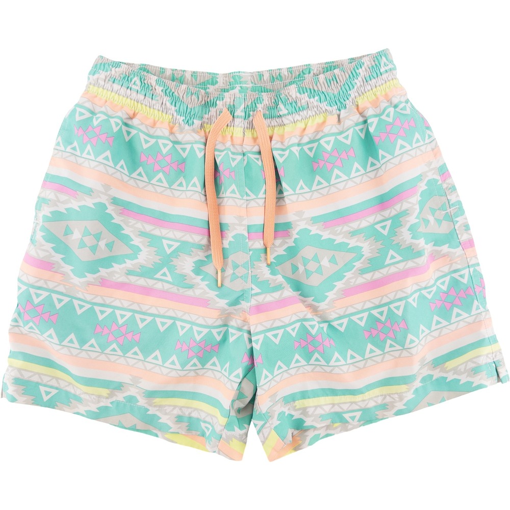 Chubbies Mens Small En Fuegos Swim Trunks Teal Aztec Geometric 5.5 Inseam Short